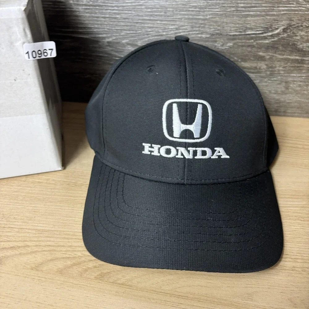 Honda Hat Cap Strap Back Black Embroidered Dealer Promo Mens Darrell Waltrip